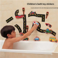 Gowinbaby 23 Pieces Sticky Wall Bath Puzzle, City Traffic Car Track Soft Vinyl Toy, Baby Bathtub Water Play Educational Gifts