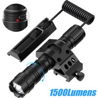 Lampe torche tactique rechargeable de 1500 lumens, zoomable, avec rail Picatinny/Mlok et interrupteur à pression