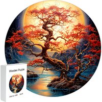 Wooden puzzle Autumn color tree delicate gift box Valentine's Day gift Irregular animal shape Christmas puzzle adult decompressi
