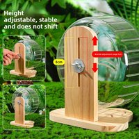 Transparent Hamster Exercise Wheel Adjustable Height Sturdy Hamster Running Stand Thickened Wooden Stand Silent Running Wheel