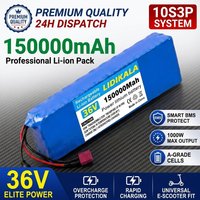 36V 10S3P 150Ah 18650 Wiederaufladbarer Lithium-Akku mit eingebautem BMS Hochleistungs-Ersatzakku für Elektrofahrrad, Roller, Elektrofahrzeug