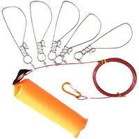 New Fishing Lock Buckle Fishing Accessories Stainless Steel 5 Snaps Chain Stringer with Float Live Fish Lock Belt