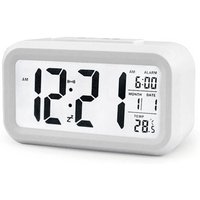 Battery Powered LCD Alarm Clock TEMP Date Week 3 Alarms Backlight Snooze Table Clock Night Vision Function12/24H Digital Clock