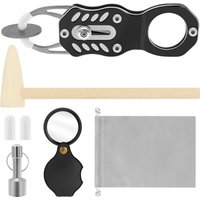 Pocket Coin Ping Pinger Test Kit Coin Ping Test Portable Gold and Silver Changes Resonance Testing Tool with Hammer Magnifying G