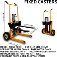 Mini 200KG-90CM Forklift Portable Foldable Manual Pallet Jack Lightweight Compact Home Lift Truck Hydraulic Unloading Equipment