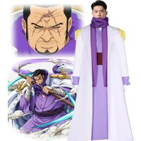 Anime Fujitora Admiral Marine Cosplay Costume Trench Uniform Japanese Purple Kimono White Cloak Man Halloween Carnival Suit
