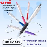 Uni UMN-138S Polka Dot Gel Pen Retractable Uni‑ball 0.38mm Dual Ball Tip Waterproof Pigment Large Capacity Ink Students Supplies