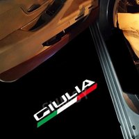 2Pcs LED Projection Courtesy Lights Car Logo Ghost Shadow Lamp Accessories For Alfa Romeo Giulia 2017 2018 2019 2020 2021-2023