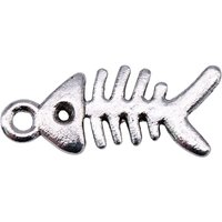 WYSIWYG 40pcs 17x7mm 4 Colors Fishbone Charm For Jewelry Making Fish Bone Pendants Charm