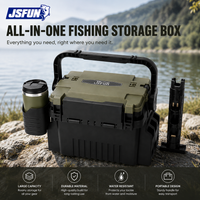 JSFUN Fishing Tackle Box Organizer with Rod Holders Large Capacity Storage Case for Lures Hooks Accessories