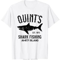 2026NEW Quints Shark JAWS Amity Island 1975 Navy T-shirt Men Clothing Casual Basic T Shirt Oversized Fitness Tshirt Tees TopsY2K