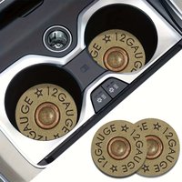 2-Pack Bullet Design Car Coasters, Absorbent Leather Cup Holders, Round Universal Non-Slip Shockproof Pads with Star-Shaped Pattern, Suitable for Vehicles and Home Office Desks