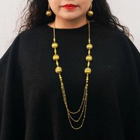 Gold plated round bead necklace, ring and jewelry set gold chain collares para mujer bijoux femmes jewelry sets cadeau femmes