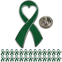 5/10/50/100pcs Green Ribbon Pins Mental Health Awareness Pin Liver Cancer Cerebral Palsy Organ Donation Awareness Products Gifts