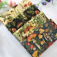 105cm Width the Mushrooms Print Thin 100% Cotton Fabric Sewing Material Kids Clothes Cloak Dress Quilting Slipcover DIY