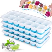 Lot de 1 ou 4 moules à glaçons en silicone CubeTray empilables à 14 compartiments avec couvercle amovible, facile à démouler, pour cocktails, congélateur, outils de cuisine