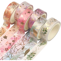 Sweet Flower Plant Pattern Masking Tape Gold Foil Washi Decorative Adhesive Sticker Scrapbooking Diary Planner Stationery Gift