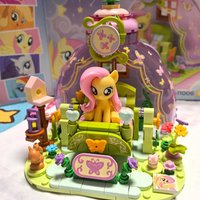 My Little Pony Building Blocks Anime Twilight Sparkle Pinkie Pie Rainbow Dash Yaoyao Bed Small Particle Model Ornament Gift Toys