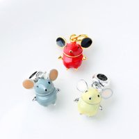 Adorable Little Mouse Pendant Enamel Drop Earrings Big-Eared Cartoon Mouse DIY Bracelet Necklace Pendant Accessories
