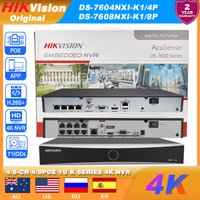 Hikvision 4CH 4POE DS-7604NXI-K1/4P & DS-7608NXI-K1/8P 8CH 8POE 4K Network Video Recorder POE Acusense 1SATA NVR Surveillance