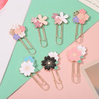 Cherry Blossom Paper Clip Creative Cute Metal Bookmark Clip Exquisite Beautiful Paper Clip Notebook Decoration Stationery