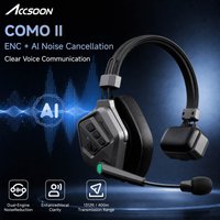 Accsoon CoMo II Wireless Intercom Headset Full-Duplex 1.9GHZ 400m Range, ENC AI Noise Canceling, 10H+ for Film Crew Movie Shoot