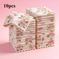 10pcs Coral Fleece Cleaning Towels, Super Absorbent Quick-Drying Soft Cloths, Multi-Purpose Reusable Wipes for Kitchen