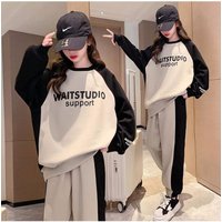 2025 autumn spring girl cloth letters sweatshirt hooded t-shirt TOP and bottom Ankle-tied pant teens child set 8 9 10 11 12 year