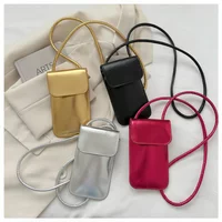 Fashionable lacquered vertical coin purse, stylish shoulder bag, women's diagonal cross phone bag