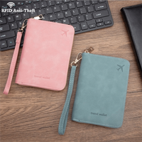 Multi-Functional PU RFID Passport Case Anti-Magnetic Solid Color Passport Holder Zipper Closure Coin Purse Unisex
