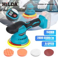HILDA Car Polisher Cordless Electric Waxing Polishing Machine 6 Gear Digital Display Auto Compatible for Makita 21V Battery
