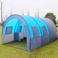 Large Camping Tent Waterproof Canvas Fiberglass 8 10 Family Tunnel Equipment Outdoor Mountaineering Party Gift Uv Protection new