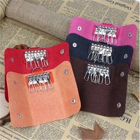 Pu Leather Key Holders Women Men Keys Organizer Fashion Solid Key Wallets Key Pouch Car Keychain Housekeeper Keychain Wallet