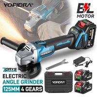 YOFIDRA 125mm 4-biegowa Bezszczotkowa Elektryczna Szlifierka Kątowa do Metalu i Drewna, Polerowanie, Cięcie, Narzędzie Elektryczne Kompatybilne z Akumulatorami Makita