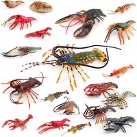 Realistic Ocean Animal Model Tiger Prawn Crayfish Mantis Shrimp Boston Lobster Figurines Sea Life Collection Toys Gift for Kids