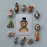 New Cartoon Owl Squirrel Hedgehog Charms Pendants, Color Preserved Stainless Steel DIY Jewelry Necklace Bracelet Accessories
