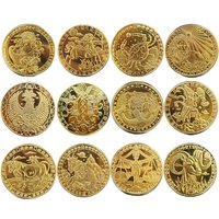 4cm Zodiac Souvenir Coin Collectible Physical Collection Lucky Metal Antique Home Decorations