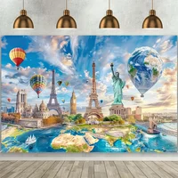 1pc Global Travel Photo Background World Map Background Backgrounds around the world Adventure Travel Theme Background