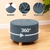 1PC Soft Jacquard Ottoman Stool Cover Living Room Round Elastic Footrest Cover All-inclusive Foot Stool Seat Slipcover Bedroom