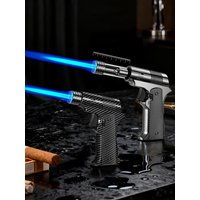 AliExpress NONE Blue Flame Torch Cigar Lighter 7CM Retractable Flame Outlet Safety Lock Ignition Cycle Inflation Outdoor BBQ Kitchen Use