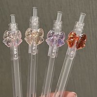 1/4PCS Crystal Bow Mechanical Pencil 0.5/0.7mm Transparent INS Style Cute Girl Heart Automatic Pencil Student School Stationery