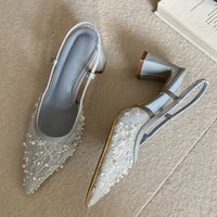 Eilyken Summer Elegant Pointed Toe Slingback Women Pumps Fashion Breathable Mesh High Heels Banquet Wedding Shoes