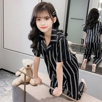 Girls Summer Ice Silk Pajamas Set Short Sleeve Princess Style Cooling Homewear for Kids