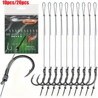 10/20 Stück Method Feeder Rigs mit Widerhaken und 8 geflochtenen Schnüren, hochfeste Widerhaken-Angelhaken Größe 6 8 10 12 14, Feeder-Angeln