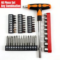Multifunctional Screwdriver and Socket Set T-shape Handle Torx Hex Cross Flat Bits Household Repair Hand Tools for DIY