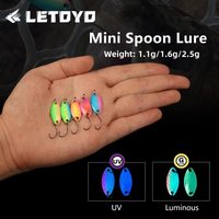 LETOYO 1.1/1.6/2.5g Mini Spoon Lure Glow UV Bait Artificial Bait Hard Lure Perch Bait Spoon Fishing Lure Area Trout Tail spinner
