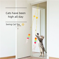 Hanging Door Cat Swing Toy Elastic Feather Bell Teaser Wand Self Play Interactive Boredom Relief Exercise Toy For Indoor Cats