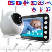 4,3-Zoll-Bildschirm, 2-fach-Zoom-Babyphone mit langer Akkulaufzeit, Video-Babyphone mit Kamera und Audio, Nachtsicht, Zwei-Wege-Gespräch, 1000 Fuß Reichweite, kein WiFi, Temperatur, VOX-Modus, 8