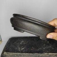 Old-bronze Clay Oval Shaped Yixing Unglazed Bonsai Pot