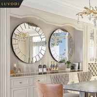 LUVODI 32" Home Living Room Decorative Mirror Wall Mounted Art Design Mirror for Hallway,Dining Room,Wedding